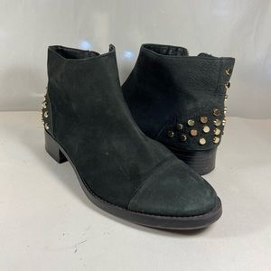 Black ankle booties with gold studs